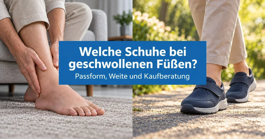 Symbolbild eines weiten Schuhs mit geöffnetem Klettverschluss und runder Zehenbox