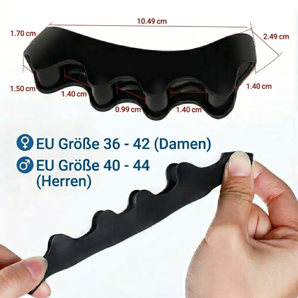 Zehenseparator Silikon Abmessungen – EU Größe 36 bis 44 für Damen und Herren, flexibles Medizinsilikon