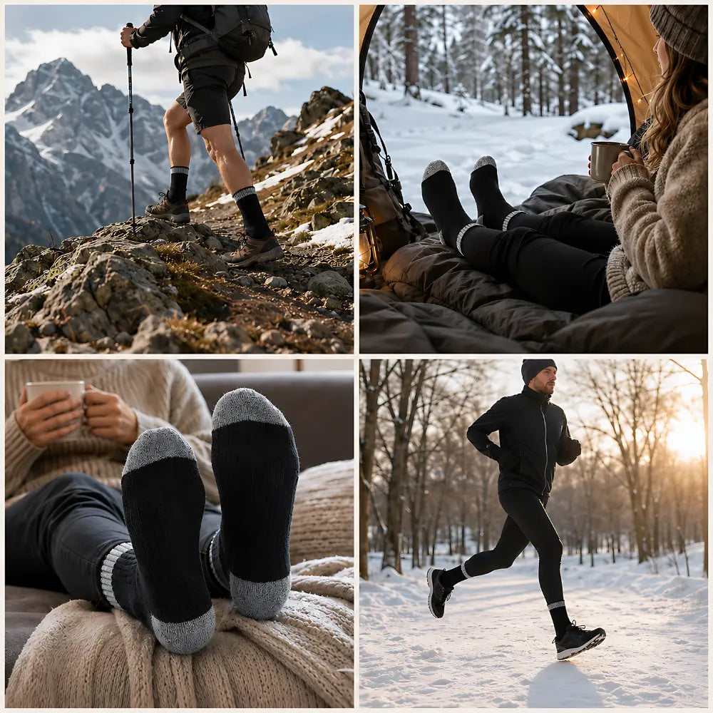 dicke wintersocken wandern camping laufen einsatzbereiche