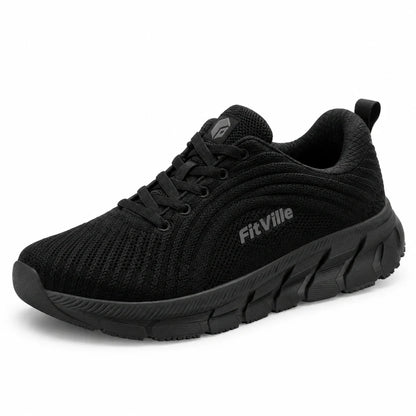 Herren-Sneaker für breite Füße in Schwarz mit schwarzer Sohle.