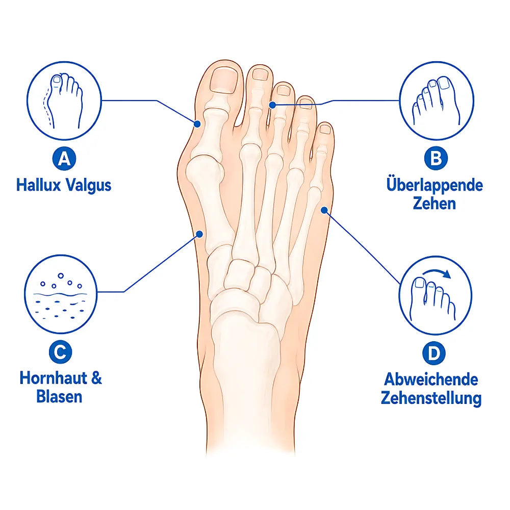 hallux valgus zehenspreizer indikationen ueberlappende zehen