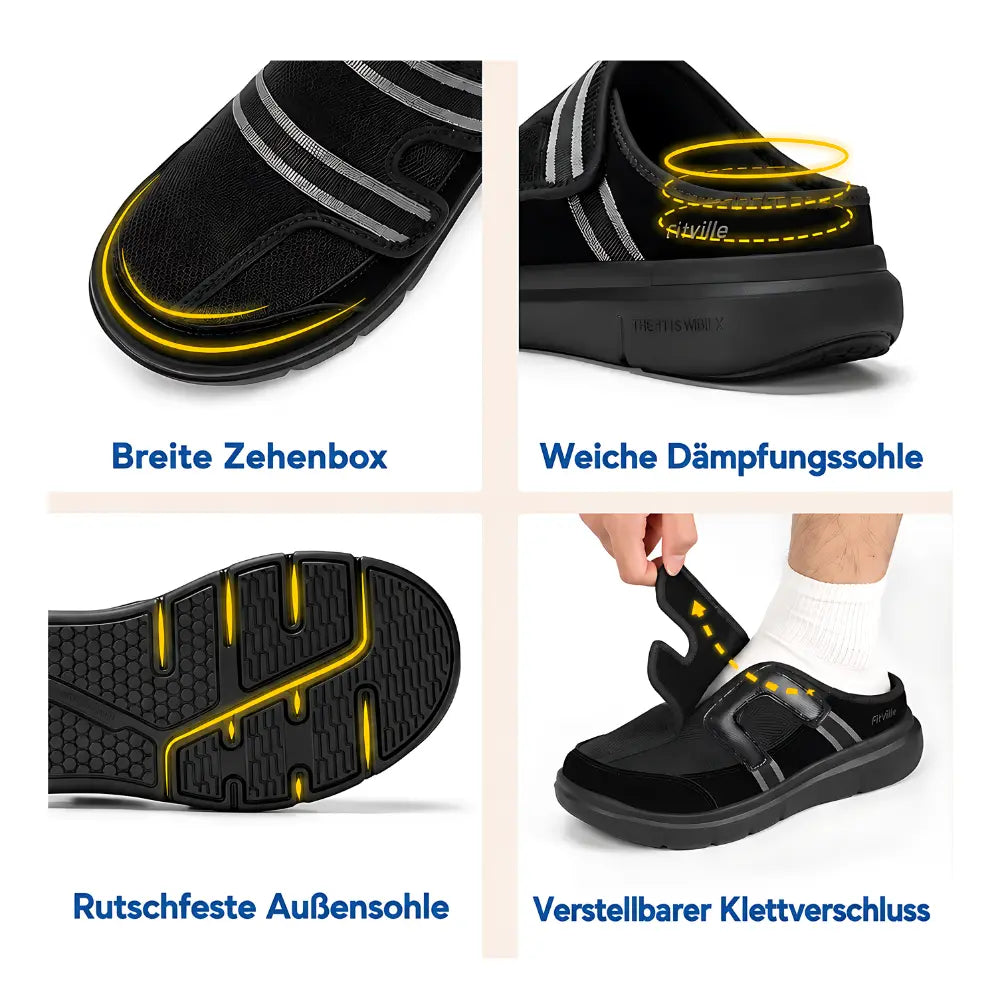 hausschuhe herren orthopaedisch sohle klettverschluss details