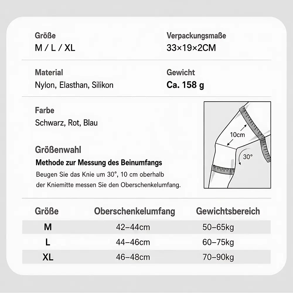 kniebandage kompression groessen und materialangaben uebersicht