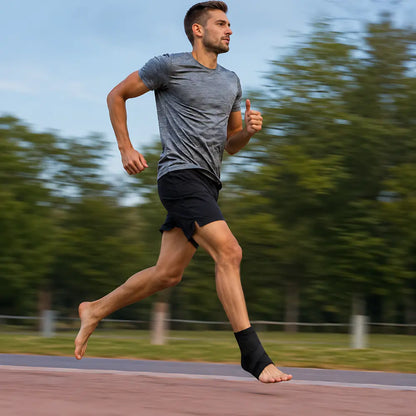 knoechelbandage sport laeufer barfuss laufbahn bewegung sprunggelenk