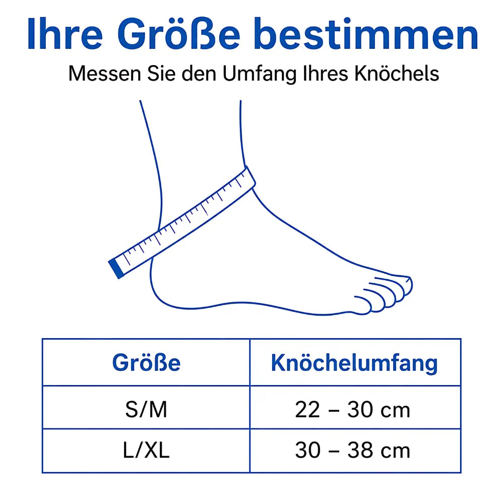 kompressionssocken knöchel größentabelle knöchelumfang S, M, L and XL