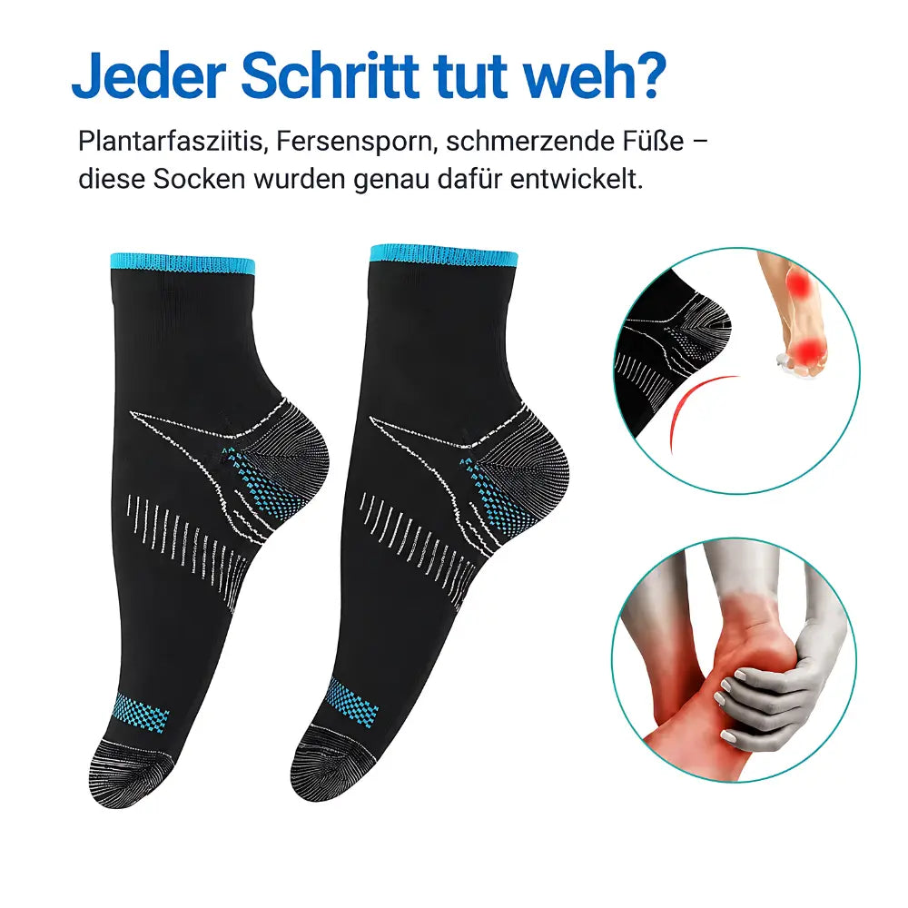 kompressionssocken kurz jeder schritt tut weh plantarfasziitis ferse