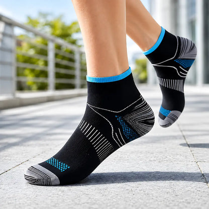 kompressionssocken kurz schwarz laufen knöchel sport alltag blau