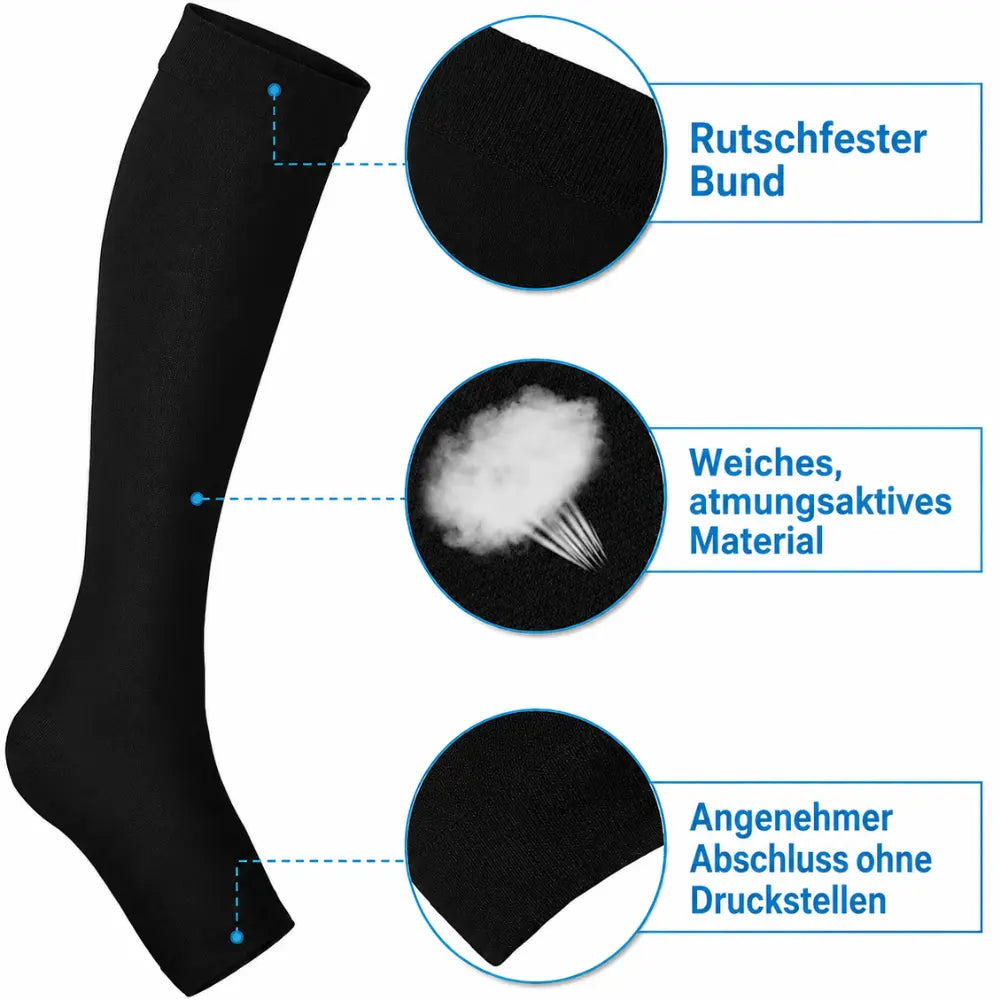 material und tragekomfort flug kompressionsstruempfe