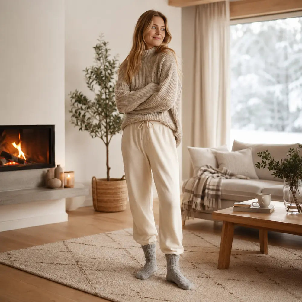 merino wolle socken zuhause gemuetlich im ganzkoerperbild