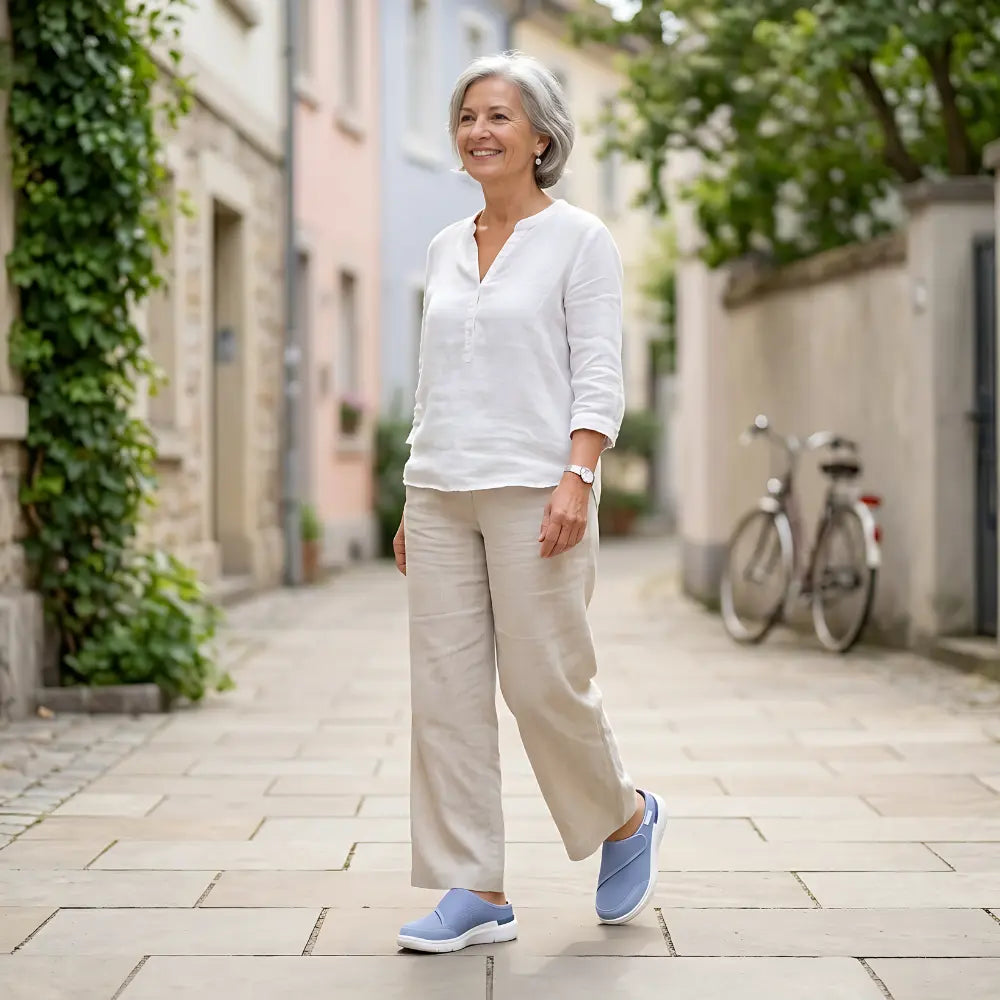 orthopadische hausschuhe damen senior strasse aktiv blau