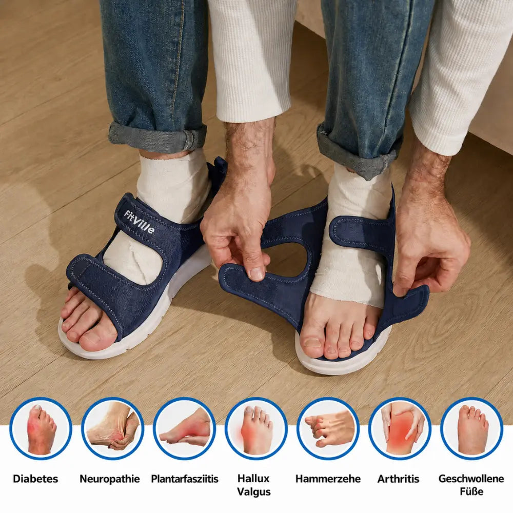 orthopädische sandalen herren diabetes plantarfasziitis geschwollene fuesse