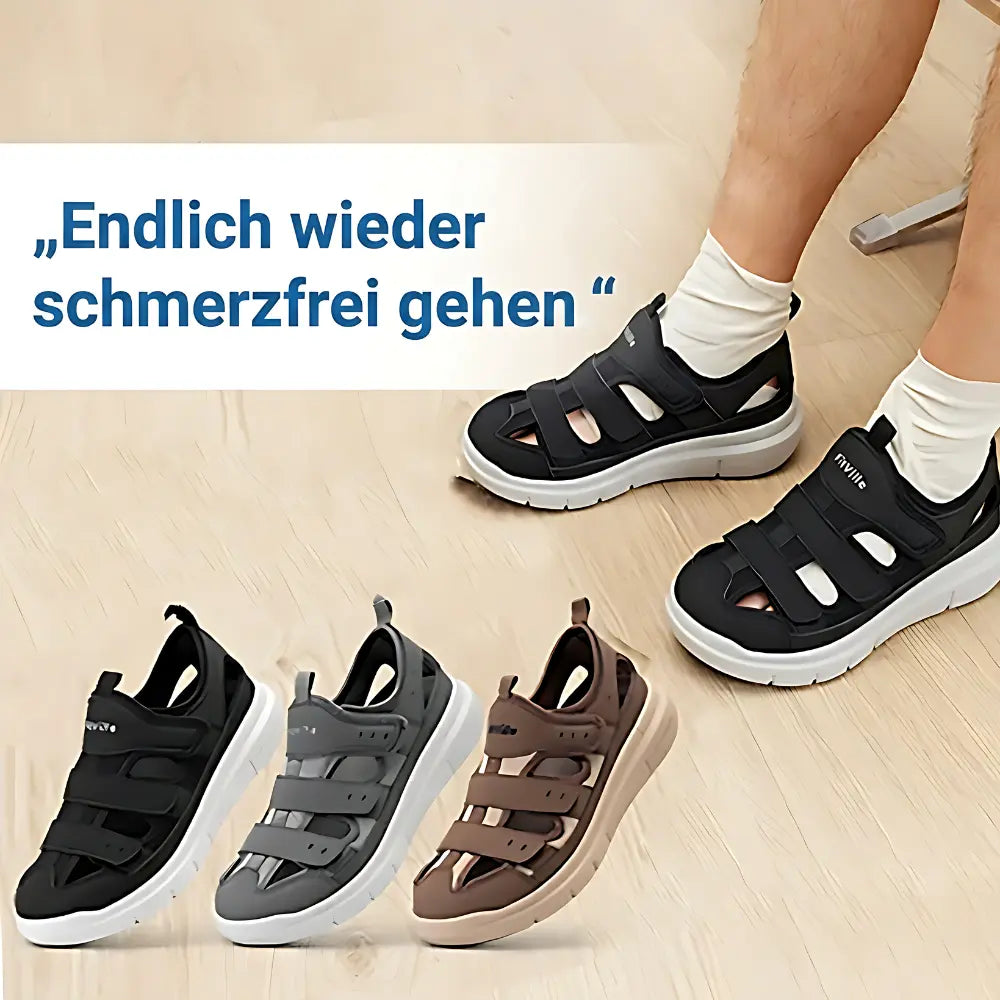 sandalen breite fuesse herren schmerzfrei hallux schwarz grau